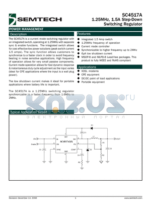 SC4517AIMLTRT datasheet - 1.25MHz, 1.5A Step-Down Switching Regulator