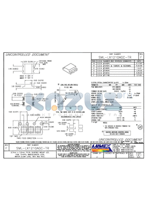 SML-LX1210AGC-TR datasheet - 2.7mm x 3.2mm P.C.B. SURFACE MOUNT LED