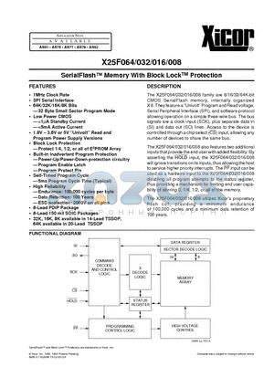 X25F008S datasheet - SerialFlash Memory With Block LockTM Protection