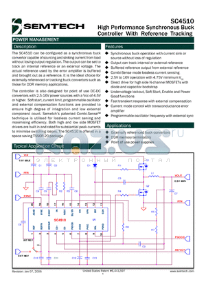 SC4510 datasheet - High Performance Synchronous Buck Controller With Reference Tracking