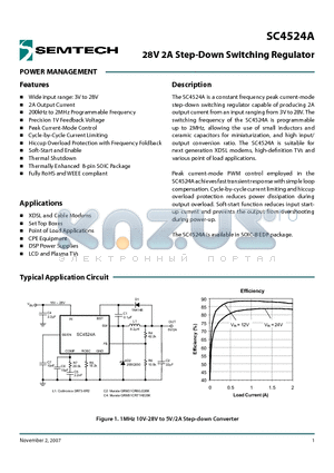 SC4524ASETRT datasheet - 28V 2A Step-Down Switching Regulator