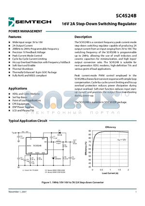 SC4524BEVB datasheet - 16V 2A Step-Down Switching Regulator