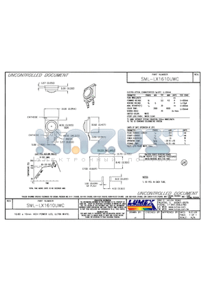 SML-LX1610UWC datasheet - 10.60 x 10mm HIGH POWER LED, ULTRA WHITE