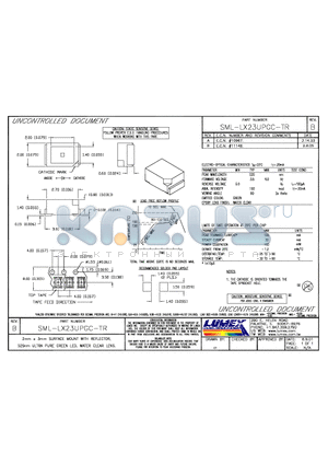 SML-LX23UPGC-TR datasheet - 2mm x 3mm SURFACE MOUNT WITH REFLECTOR