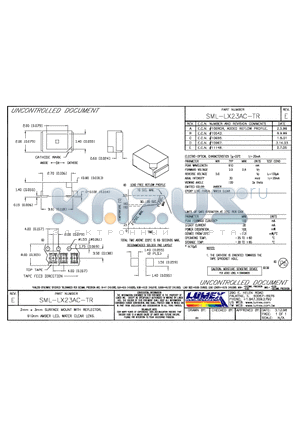 SML-LX23AC-TR datasheet - 2mm x 3mm SURFACE MOUNT WITH REFLECTOR