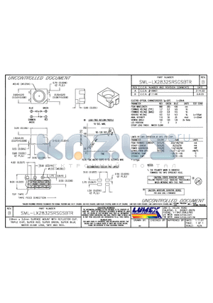 SML-LX2832SRSGSBTR datasheet - 2.8mm x 3.2mm SURFACE MOUNT WITH REFLECTOR CUP