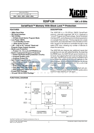 X25F128P-5 datasheet - SerialFlash Memory With Block Lock Protection