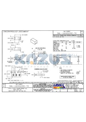 SML-LX0402DRC-TR datasheet - 2mm x 3mm SURFACE MOUNT WITH REFLECTOR