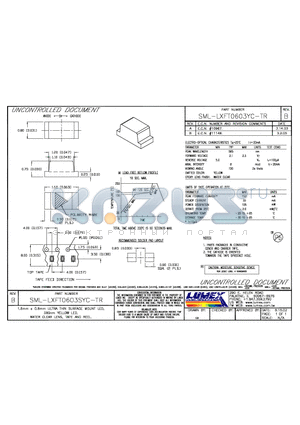 SML-LXFT0603YC-TR datasheet - 1.6mm x 0.8mm ULTRA THIN SURFACE MOUNT LED