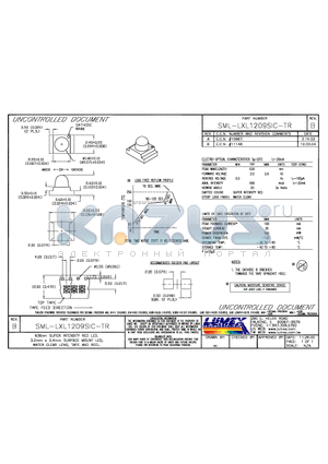 SML-LXL1209SIC-TR datasheet - 636mm SUPER INTENSITY RED LED