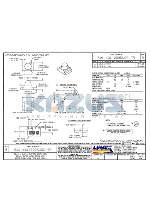 SML-LXL1209SUGC-TR datasheet - 3.2mm x 2.4mm SURFACE MOUNT LED