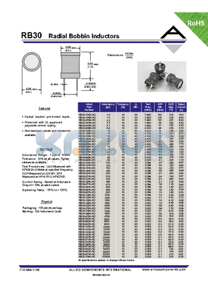 RB30-121K-RC datasheet - Radial Bobbin Inductors