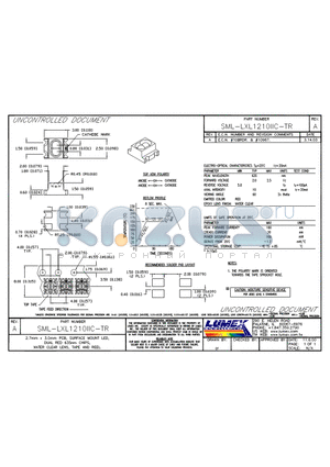 SML-LXL1210IIC-TR datasheet - 2.7mm x 3.0mm PCB, SURFACE MOUNT LED