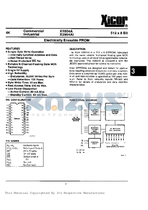 X2804AI datasheet - ELECTRICALLY ERASBLE PROM