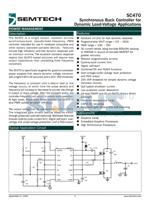 SC470 datasheet - Synchronous Buck Controller for Dynamic Load-Voltage Applications