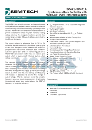 SC471AMLTRT datasheet - Synchronous Buck Controller with Multi-Level VOUT Transition Support