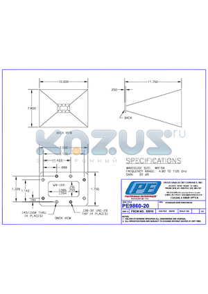 PE9860-20 datasheet - STANDARD GAIN HORN WR159