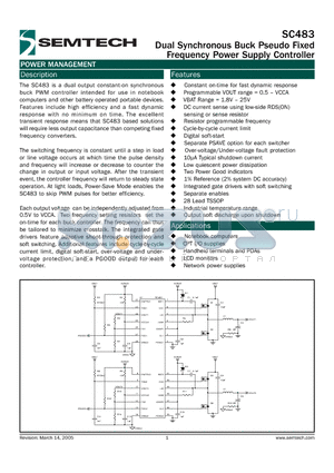 SC483 datasheet - Dual Synchronous Buck Pseudo Fixed Frequency Power Supply Controller