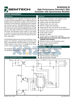 SC4910BITSTRT datasheet - High Performance Secondary Side Controller with Synchronous Rectifier