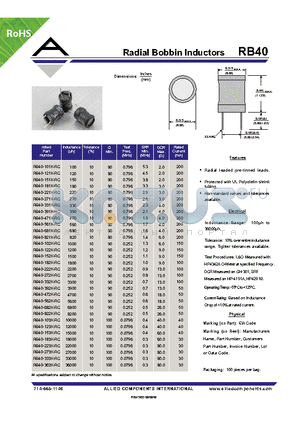RB40-123K-RC datasheet - Radial Bobbin Inductors