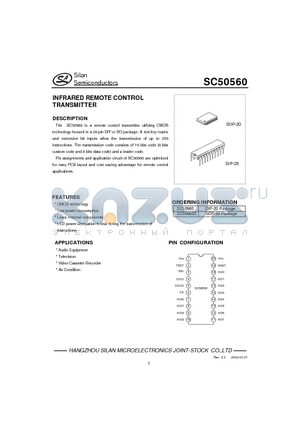 SC50560 datasheet - INFRARED REMOTE CONTROL TRANSMITTER