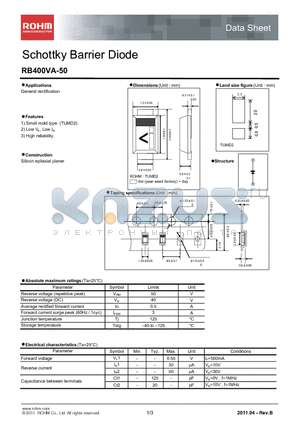 RB400VA-50_11 datasheet - Schottky Barrier Diode