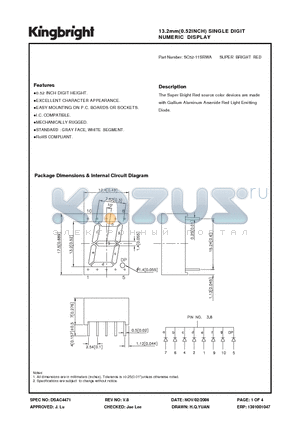 SC52-11SRWA_1 datasheet - 13.2mm(0.52INCH) SINGLE DIGIT NUMERIC DISPLAY