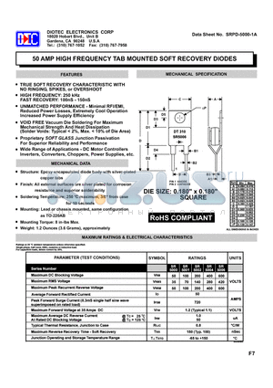 SR5006 datasheet - 50 AMP HIGH FREQUENCY TAB MOUNTED SOFT RECOVERY DIODES