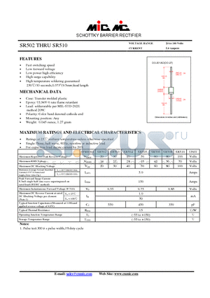 SR503 datasheet - SCHOTTKY BARRIER RECTIFIER