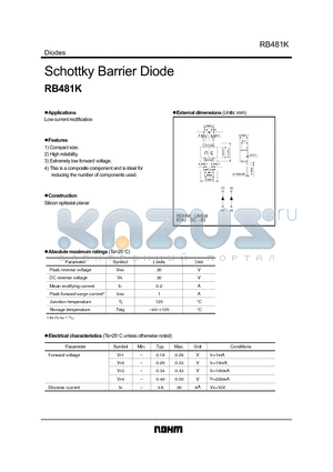 RB481K datasheet - Schottky Barrier Diode