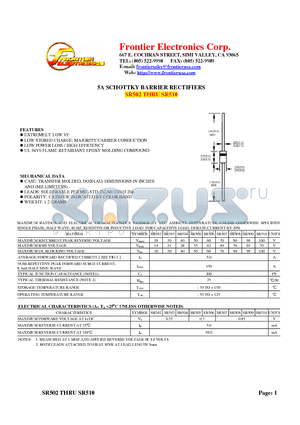 SR504 datasheet - 5A SCHOTTKY BARRIER RECTIFIERS