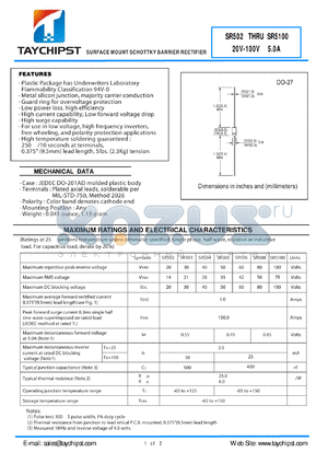 SR504 datasheet - SURFACE MOUNT SCHOTTKY BARRIER RECTIFIER