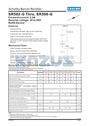 SR504-G datasheet - Schottky Barrier Rectifier