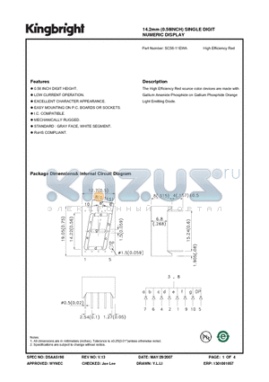 SC56-11EWA_07 datasheet - 14.2mm (0.56INCH) SINGLE DIGIT NUMERIC DISPLAY