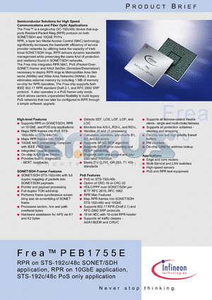 PEB1755E datasheet - Semiconductor Solutions for High Speed Communication and Fiber Optic Applications