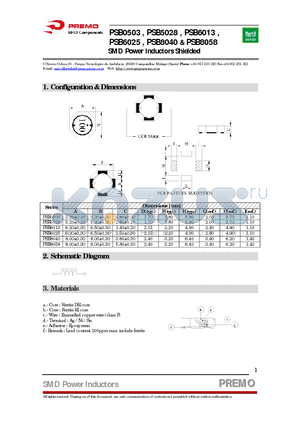 PSB0503-150N datasheet - SMD Power Inductors Shielded