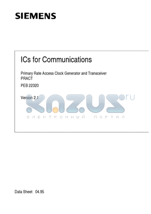 PEB22320N datasheet - Primary Rate Access Clock Generator and Transceiver PRACT