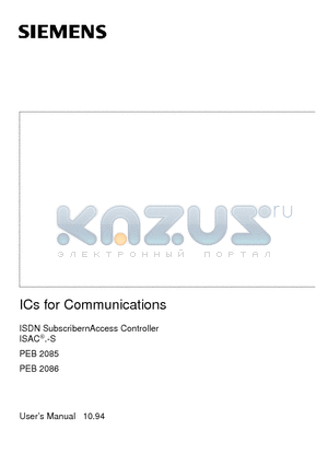 PEB2086 datasheet - ISDN SubscribernAccess Controller