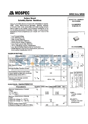 SR52 datasheet - SCHOTTKY BARRIER RECTIFIERS(5.0A,20-60V)