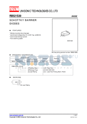 RB521S30-CC2-R datasheet - SCHOTTKY BARRIER DIODES