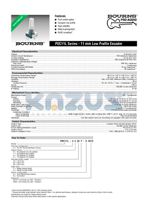 PEC11L-4020F-S0020 datasheet - PEC11L Series - 11 mm Low Profi le Encoder