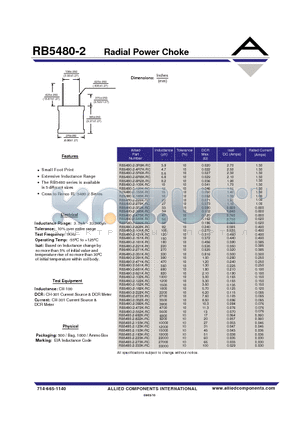 RB5480-2-151K-RC datasheet - Radial Power Choke