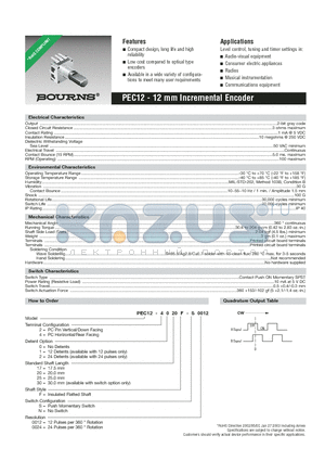 PEC12-2025F-N0012 datasheet - 12 mm Incremental Encoder