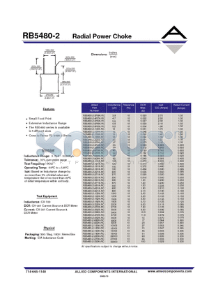 RB5480-2-561K-RC datasheet - Radial Power Choke