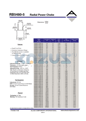 RB5480-5-101K-RC datasheet - Radial Power Choke