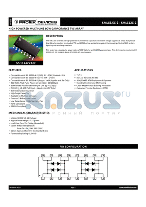 SMLC6.5C-2_12 datasheet - HIGH POWERED MULTI-LINE LOW CAPACITANCE TVS ARRAY