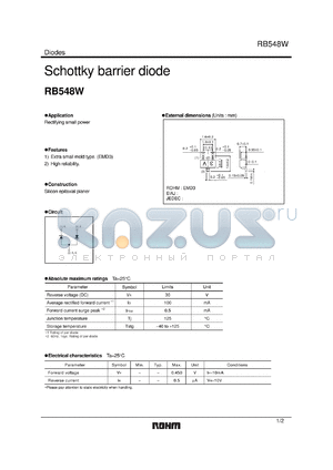 RB548W datasheet - Schottky barrier diode