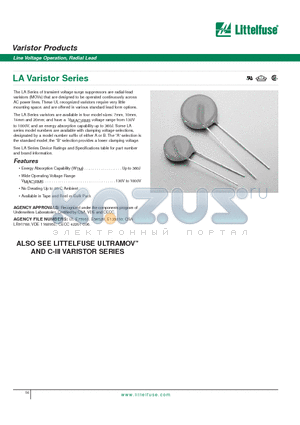 V385LA20A datasheet - Line Voltage Operation, Radial Lead
