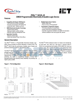 PEEL16CV8S-25 datasheet - CMOS Programmable Electrically Erasable Logic Device