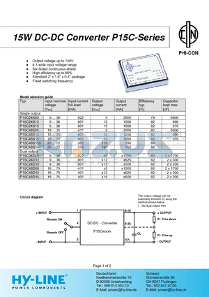 P15C24S05 datasheet - 15W DC-DC Converter P15C-Series